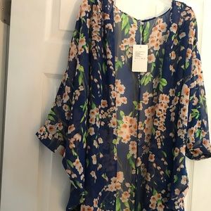 Beautiful blue and floral sheer kimono! NWT!